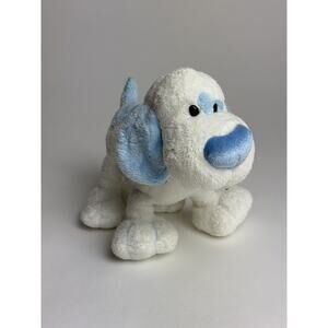 RARE Blue White Plush Puppy Dog Heart Shaped Nose Stuffed Animal Spots 7” - USED